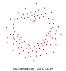 Maroon Color Hearts Vector White Backgound. Wedding Confetti Border. Red Birthday Papercut Texture.