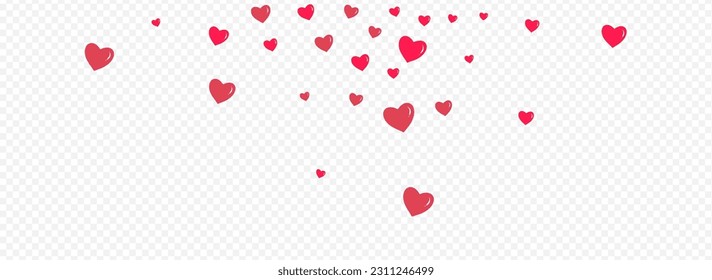 Maroon Color Papercut Vector Panoramic Transparent Backgound. 3d Heart Pattern. Red Romance Hearts Card.