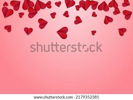 Maroon Color Papercut Vector Pink  Backgound. Falling Confetti Poster. Red Love Hearts Banner.