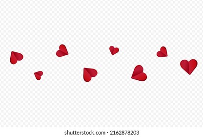 Maroon Color Papercut Vector Transparent Backgound. Happy Heart Wallpaper. Burgundy Fly Hearts Illustration.