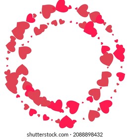 Maroon Color Papercut Vector White Backgound. Fly Hearts Postcard. Red Falling Confetti Border.
