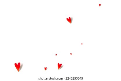 Maroon Color Papercut Vector White Backgound. Love Hearts Border. Burgundy Visual Heart Poster.