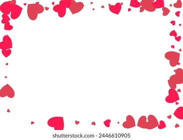 Maroon Color Papercut Vector White Backgound. Paper Confetti Wallpaper. Red Wedding Heart Frame.
