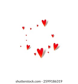 Maroon Color Papercut Vector White Backgound. Cut Hearts Template. Burgundy Paper Confetti Banner.