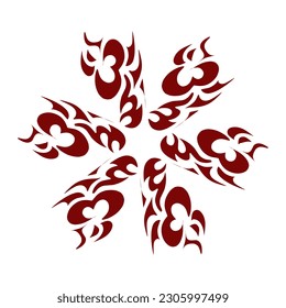 Maroon color tribal design illustration. Perfect for tattoos, stickers, icons, logos, hats, wallpaper elements