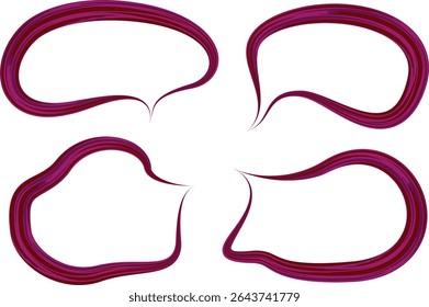 bolhas de fala de curva de contorno grossa abstrata de cor rosa-escuro marrom