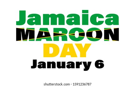Maroon Day in Jamaica. January 6th. Celebrate the anniversary of the signing of the 1739 peace treaty with the British. Poster, card, banner, background design. Vector illustration eps 10