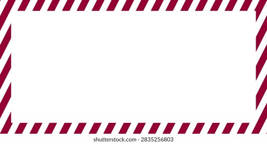 Maroon Diagonal Striped Border Frame With Empty White Center Background Template