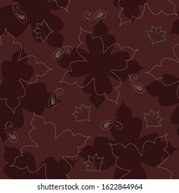 Maroon elegant floral seamless repeat pattern