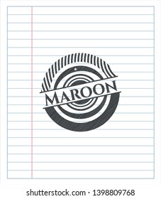 Maroon emblem draw with pencil effect. Vector Illustration. Detailed.