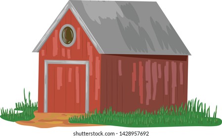 Maroon farm barn vector illustration