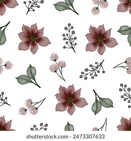 maroon flower seamless pattern for fabric