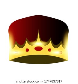 Maroon Golden Crown Symbol Kingdom with Jewel and Gemstone
