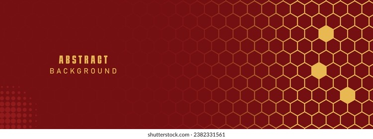 Maroon golden hexagonal honeycomb mesh pattern with text space