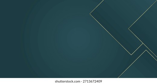 Maroon green abstract background with square design and sparkling gold lines. Background concept with empty space for presentation design.