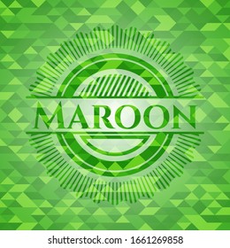 Maroon green emblem with mosaic ecological style background. Vector Illustration. Detailed.
