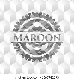 Maroon grey badge with geometric cube white background