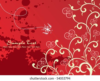 maroon grungy background with floral pattern heart