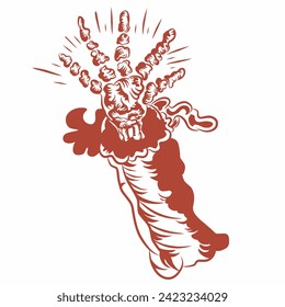 ilustración vectorial de esqueleto de huesos de mano