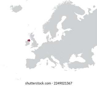 Mapa de cimarrones de Irlanda del Norte dentro del mapa gris del continente europeo