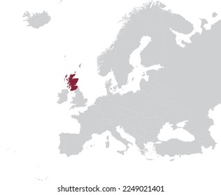 Mapa de cimarrones de Escocia dentro del mapa gris del continente europeo