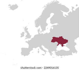 Mapa de cimarrones de Ucrania dentro del mapa gris del continente europeo