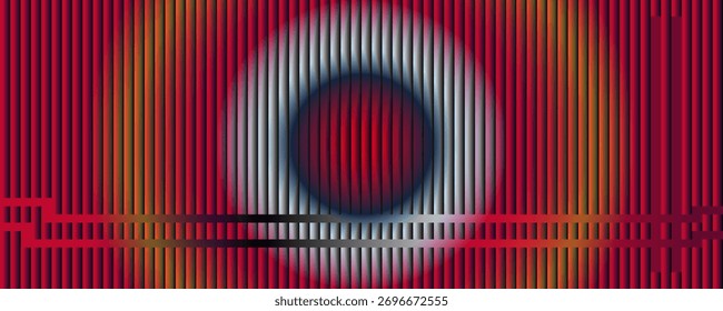Fondo Abstractas a rayas granate y naranja degradado con brillo circular central