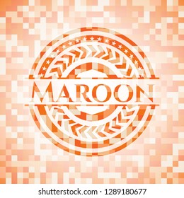 Maroon orange mosaic emblem