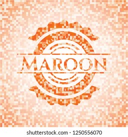 Maroon orange mosaic emblem with background