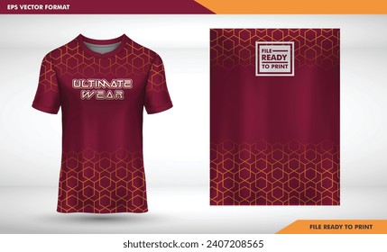 maroon pattern, simple line design  Sports t-shirt jersey design concept vector, sports jersey concept with front view. New Cricket Jersey design concept for soccer, Badminton, Football and volleyball: wektor stockowy