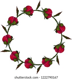 maroon peonies, frame, wedding themes. vector
