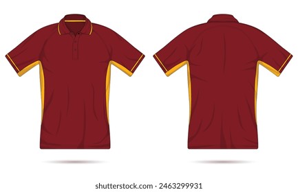 Maroon polo shirt mockup front and back view