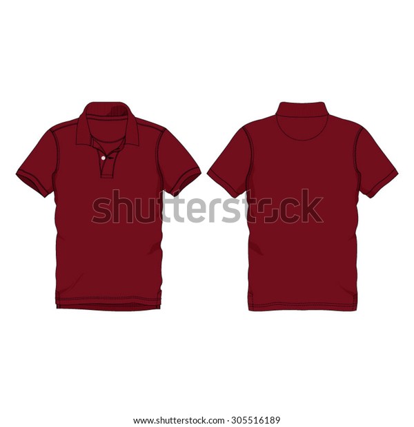 Maroon Polo Shirt Short Sleeve Stock Vector (Royalty Free) 305516189