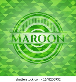 Maroon realistic green emblem. Mosaic background