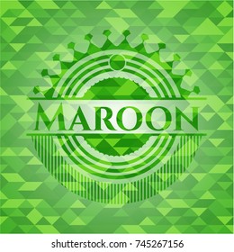 Maroon realistic green emblem. Mosaic background