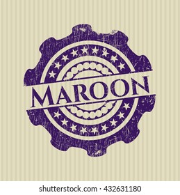Maroon rubber stamp with grunge texture
