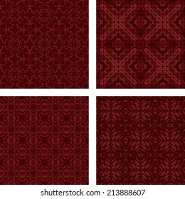 Maroon seamless mosaic background set - vector version