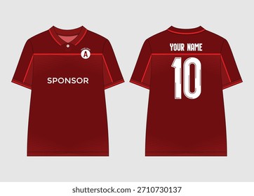 Maroon Soccer Jersey Design com acentos vermelhos