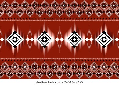 Vector textil granate con motivos de banda de diamantes. Inconsútil e inspirado en el patrimonio.