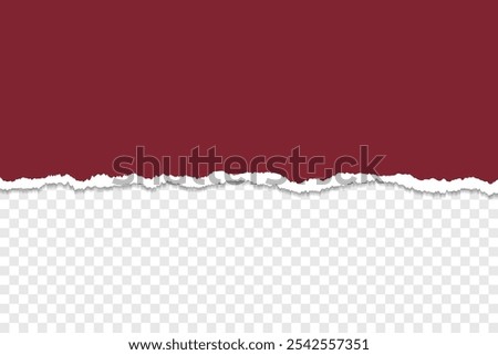 Maroon Torn Paper Edge with Transparent Background for Creative Layouts

