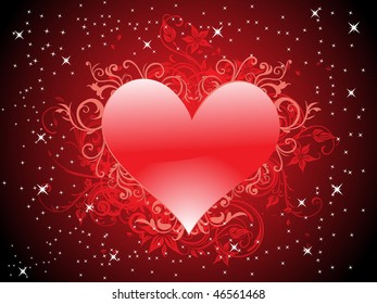 maroon twinkle background with curve floral pattern romantic heart