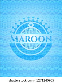 Maroon water wave concept style emblem.