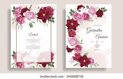 Maroon wedding invitation card flower 