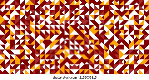 Maroon and yellow triangles geometric background. Dark red and yellow pattern. Wide wallpaper design. Abstract geometry style pattern vector