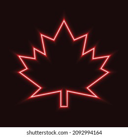 Marple leaf sign icon design with neon effect. eps 10