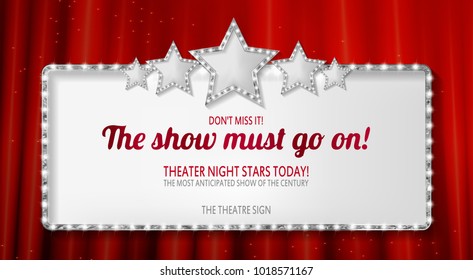 Marquee banner with stars, and realistic metal texture, EPS 10, vector illustration