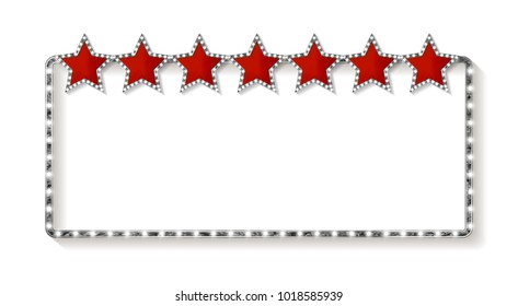 Marquee banner with stars, and realistic metal texture, EPS 10, vector illustration