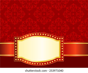 Marquee border with elegant red ornamental seamless pattern / texture background