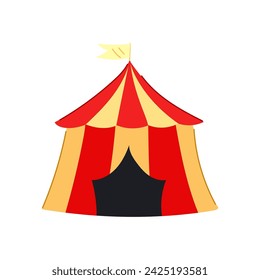 marquee circus tent cartoon. festival park, fun red, entertainment logo marquee circus tent sign. isolated symbol vector illustration