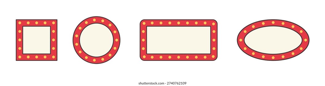Marquee light frames set for cinema signs, labels, banners and title text.